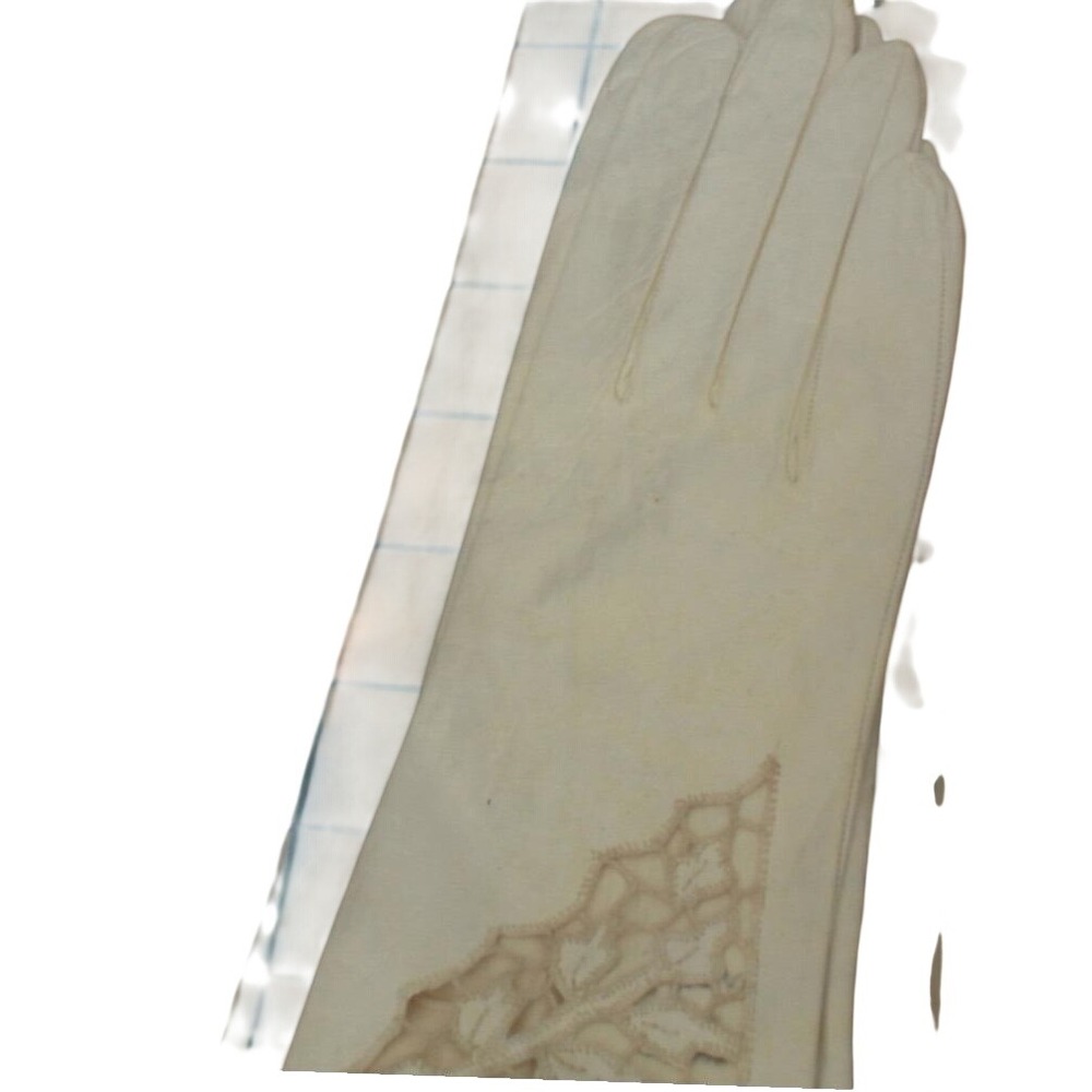 Vintage Aris Van Raalte Kidskin Leather Gloves Lot 5 Pairs Ivory Cream Lace 7.5 - Picture 13 of 16